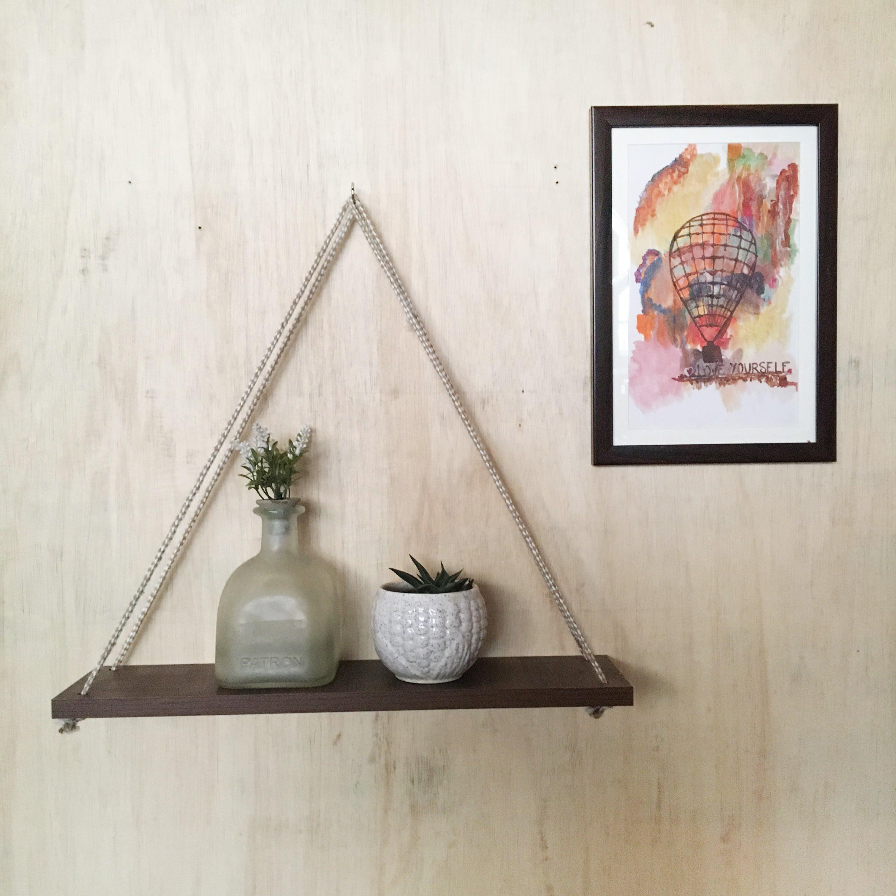 Handmade Hanging Shelves Rope/Floating Shelf Wall Art By Miza - Ouch Cart 