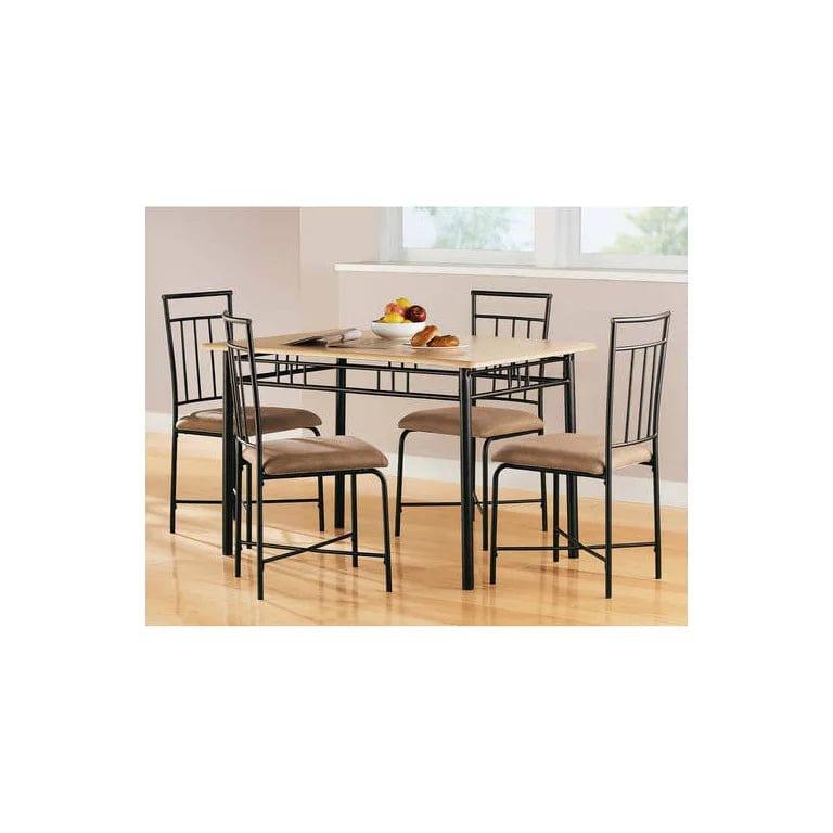 Louise Traditional 5-Piece Wood & Metal Dining Set, Natural - Ouch Cart 