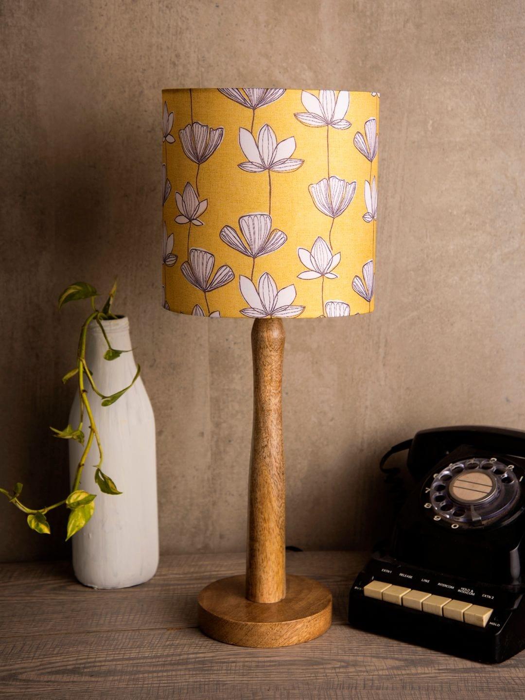 Mustard Flora Wooden Lamp - Ouch Cart 