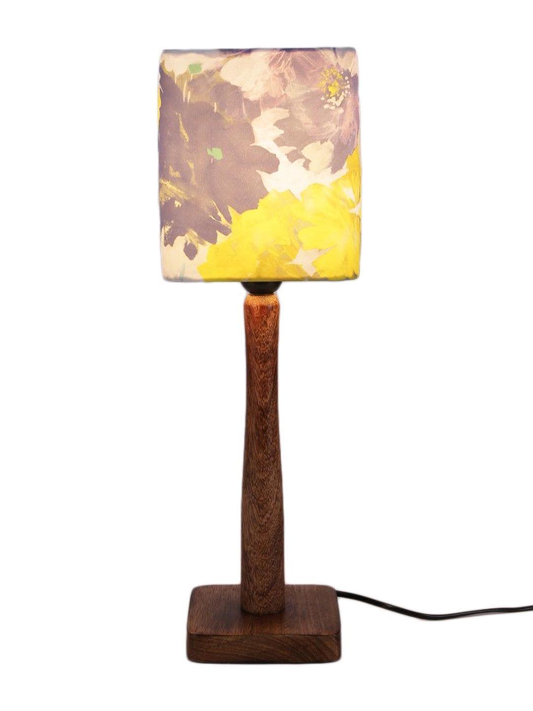 Purple Flowers Wooden Lamp - Ouch Cart 