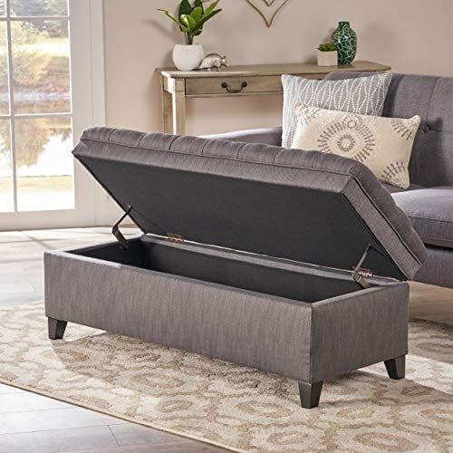 Juliana Fabric Storage Ottoman, Gray - Ouch Cart 