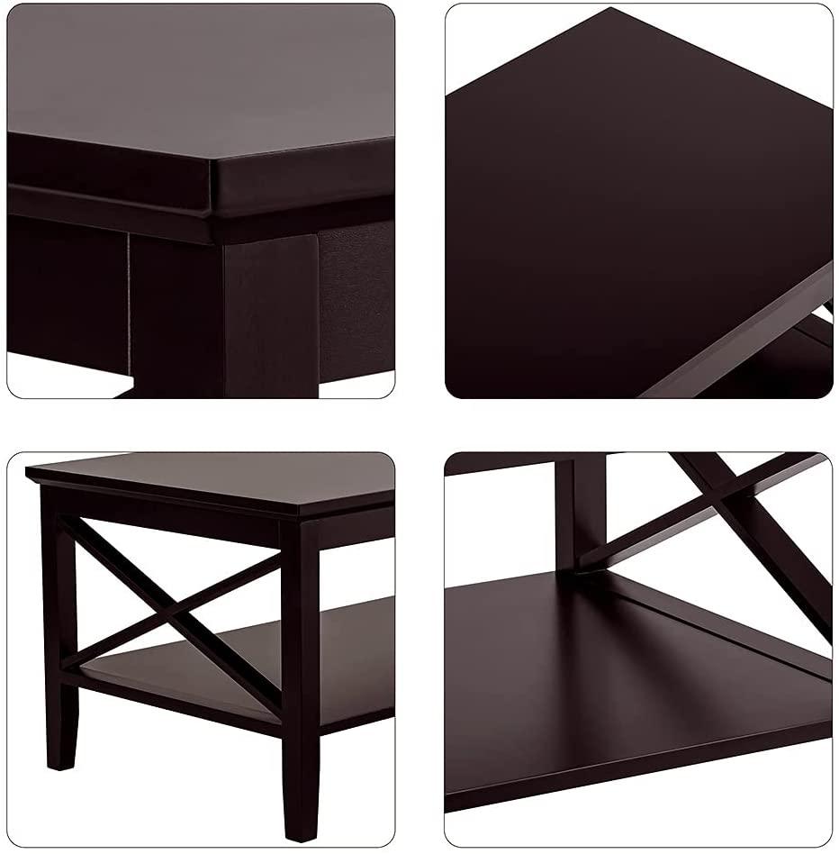 Coffee Table with Thicker Legs, Wood Coffee Table with Storage for Living Room - Ouch Cart 