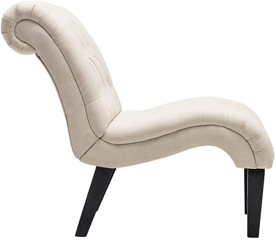 Upholstered Accent Chair for Bedroom Living Room Chairs Lounge Chair with Wood Legs Cream Fabric