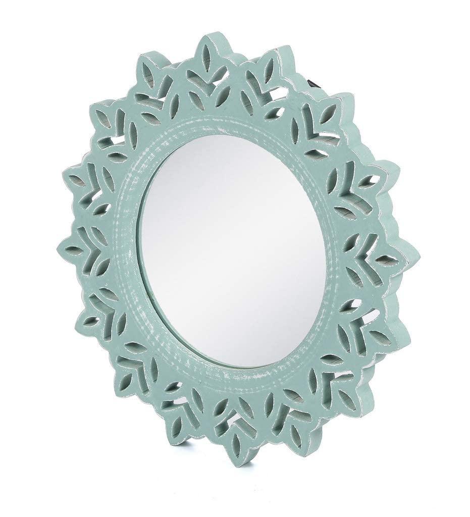 Handcrafted Wood Wall Mirror (35 cm x 2 cm x 35 cm, Green) - Ouch Cart 