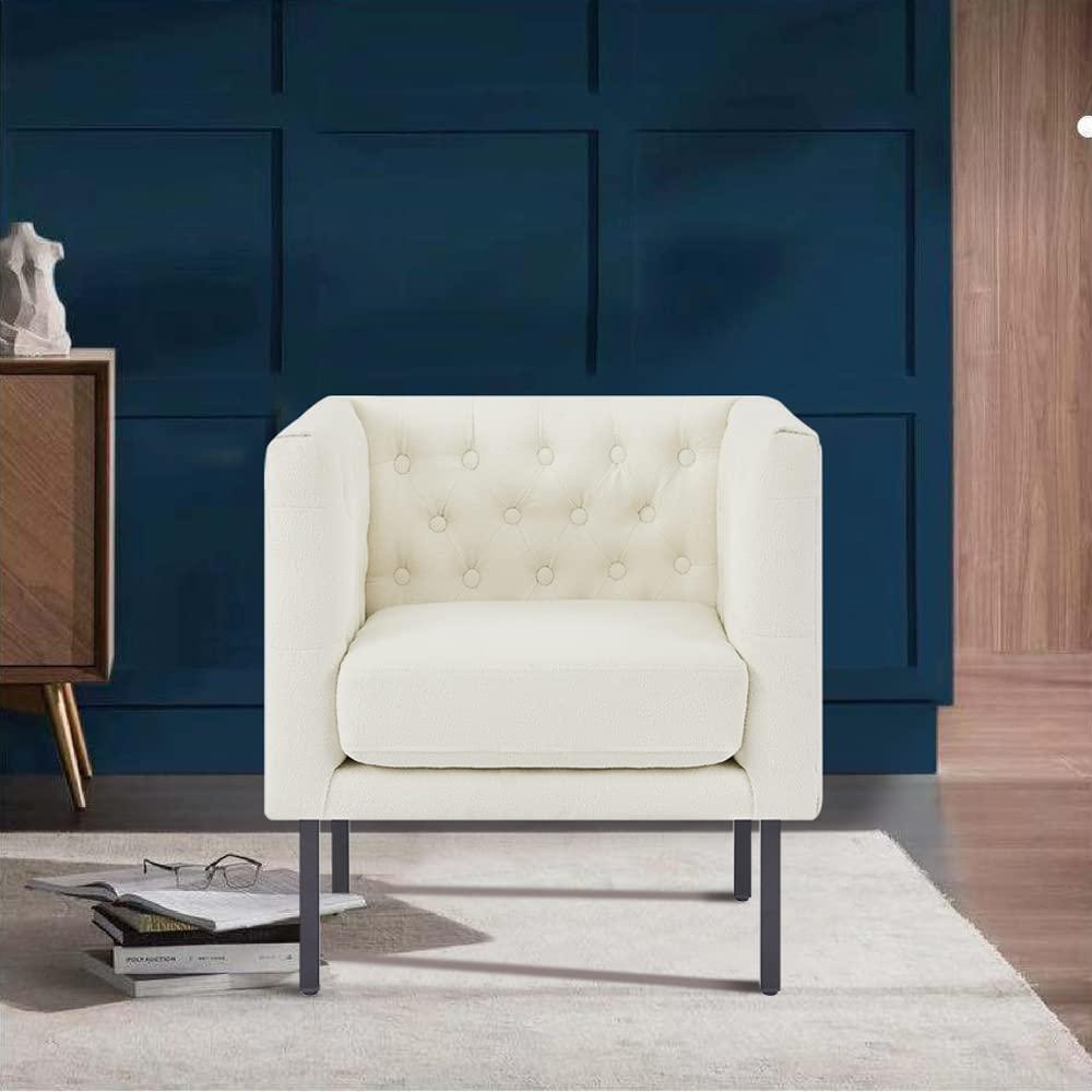 Tufted Club Chair with Metal Legs, Modern arm Chair for Living Room - Ouch Cart 