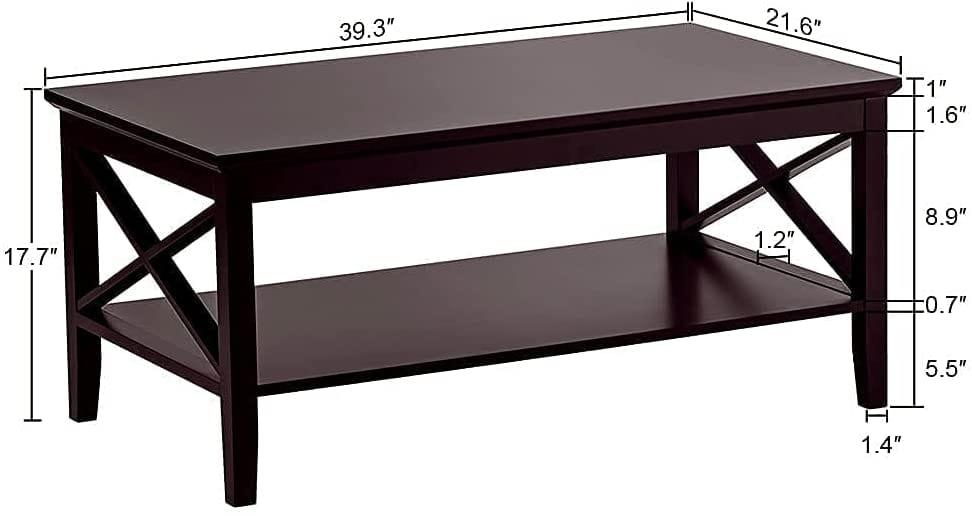 Coffee Table with Thicker Legs, Wood Coffee Table with Storage for Living Room - Ouch Cart 