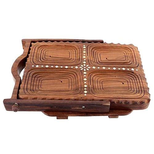 WOODEN BEAUTIFUL DRY FRUIT FOLDABLE BASKET RECTANGULAR SHAPE 4 PART - Ouch Cart 