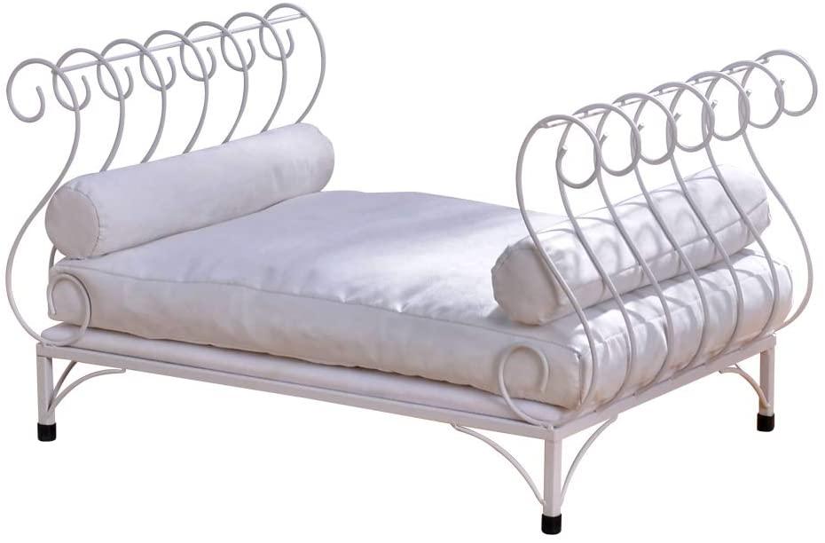 Metal Pet Bed Dog Lounge Sofa with Thick Cushion White - Ouch Cart 