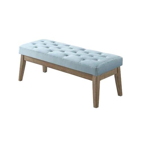 Velvet Upholstered Tufted Bench with Solid Wood Leg,Ottoman with Padded Seat-Seaglass - Ouch Cart 