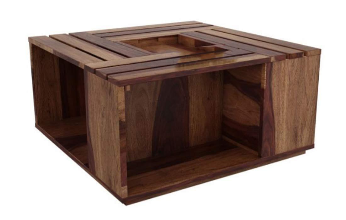 Sheesham Wood Center Table for Living Room/Coffee Table for Home in Natural Finish - Ouch Cart 