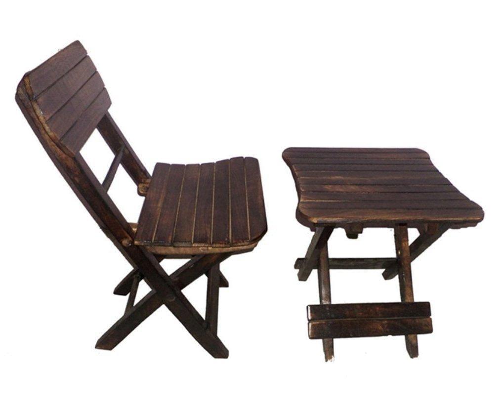 Antique Child's Wooden Folding Table & Chair Set - Ouch Cart 