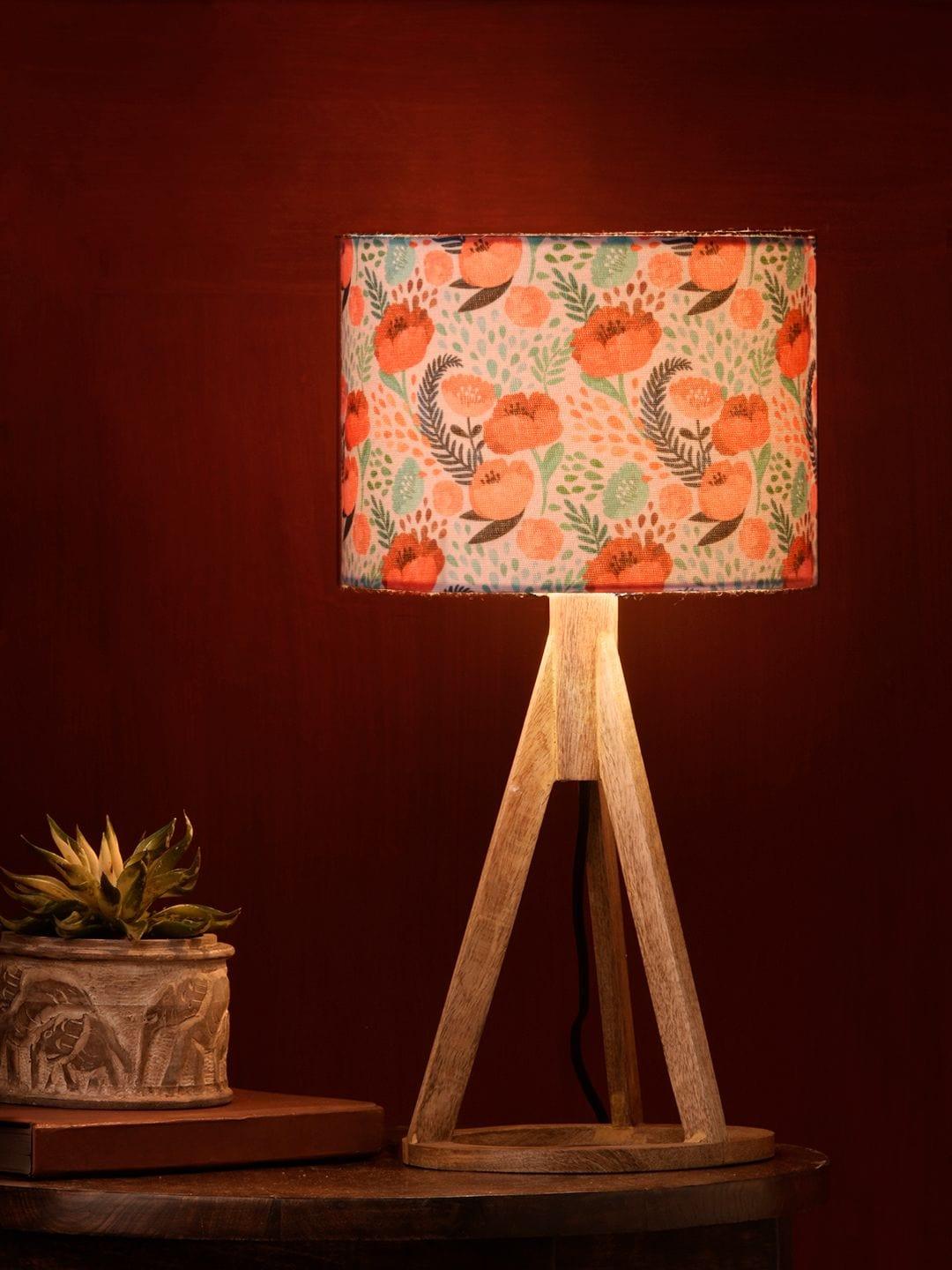 Red Roses Trio Wooden Lamp