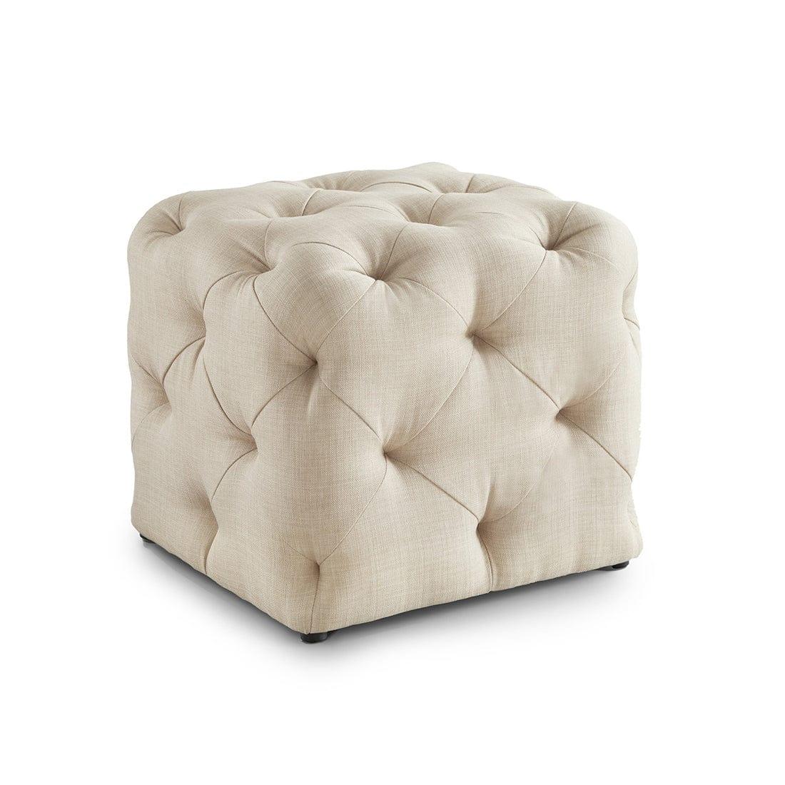 DOE BUCK SQUARE TUFTED VELVET OTTAMAN/POUFEE IN CREAM - Ouch Cart 