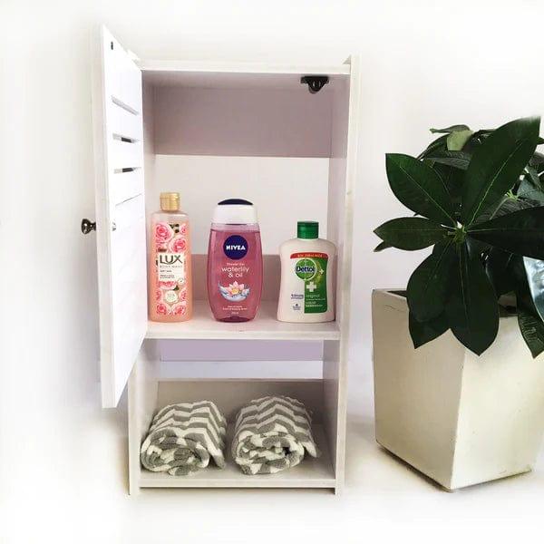 Small & Classy Modern White PVC Wall Mounted Cabinet For Bathroom Essentials