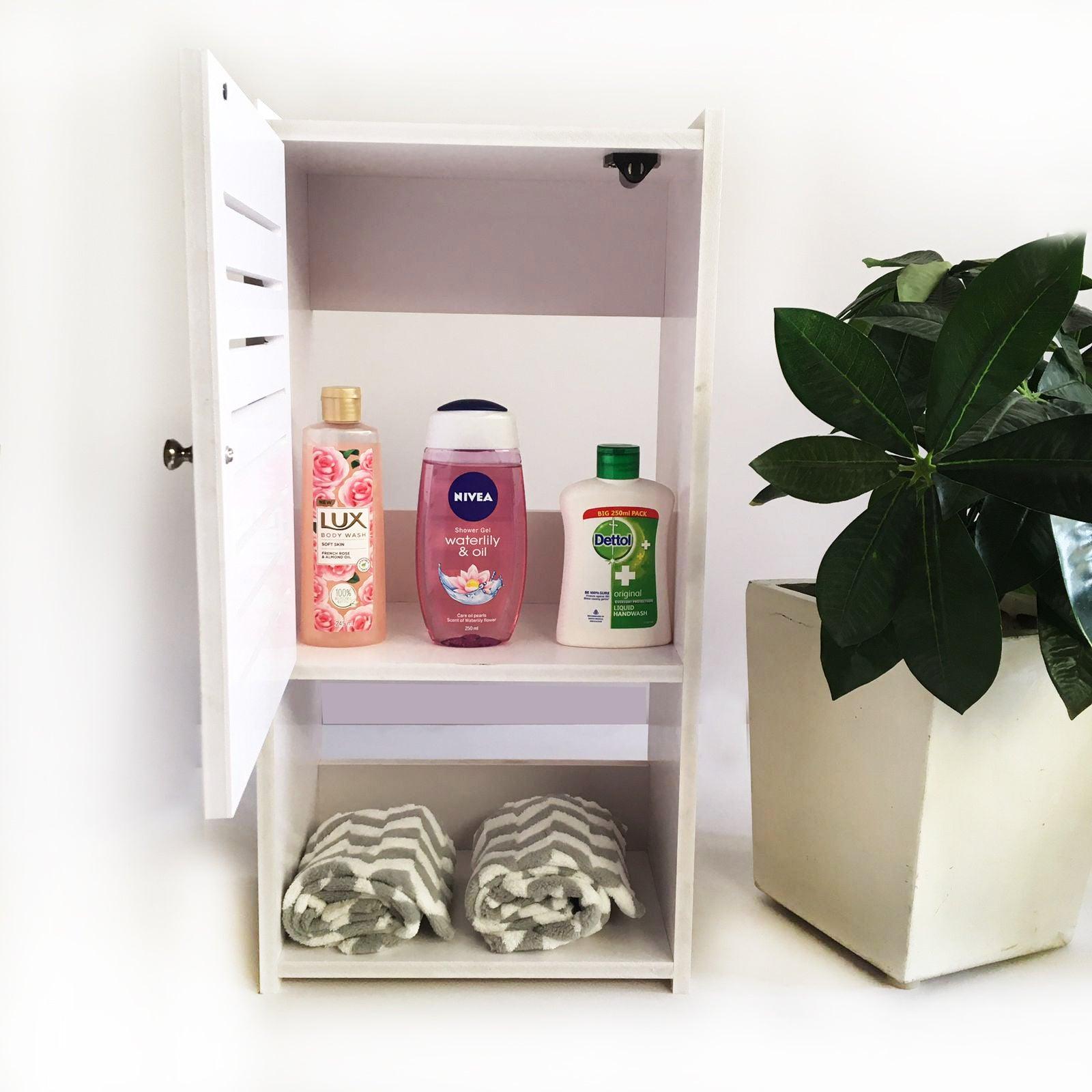 Small & Classy Modern White PVC Wall Mounted Cabinet For Bathroom Essentials With Free Soap Dish By Miza - Ouch Cart 