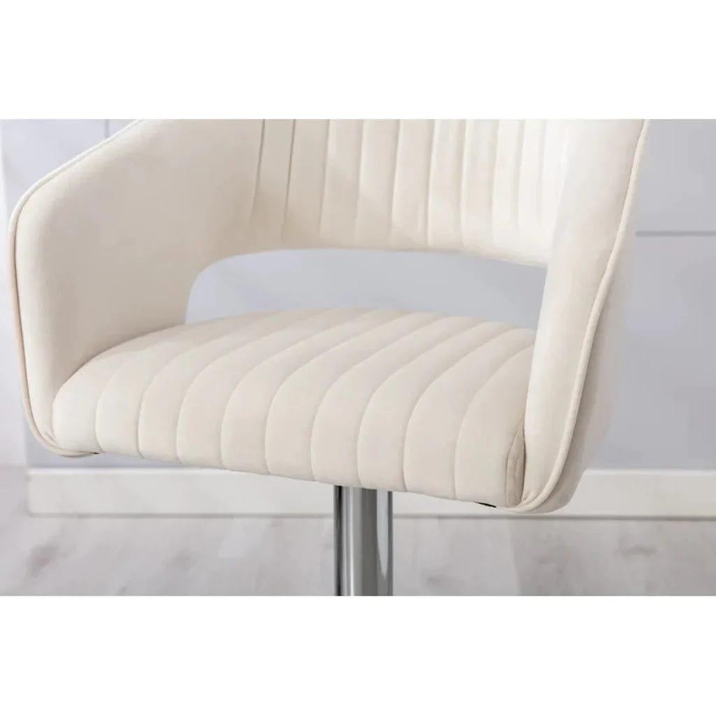 White Plush Feel Velvet Adjustable Bar Stool - Ouch Cart 