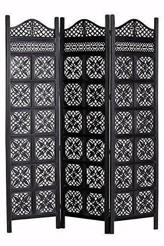 3 panel Wood Partition Room Dividers,Wooden Handcrafted Partition Room Divider Separator Screen 3 Panels for Living Room/Office