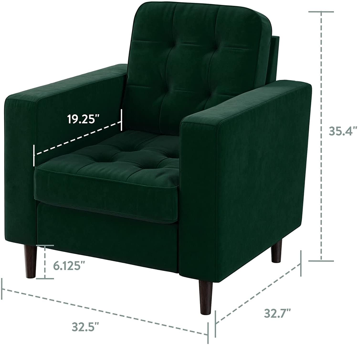 Upholstered Accent Chair for Living Room Arms-Square Tufting Velvet - Ouch Cart 