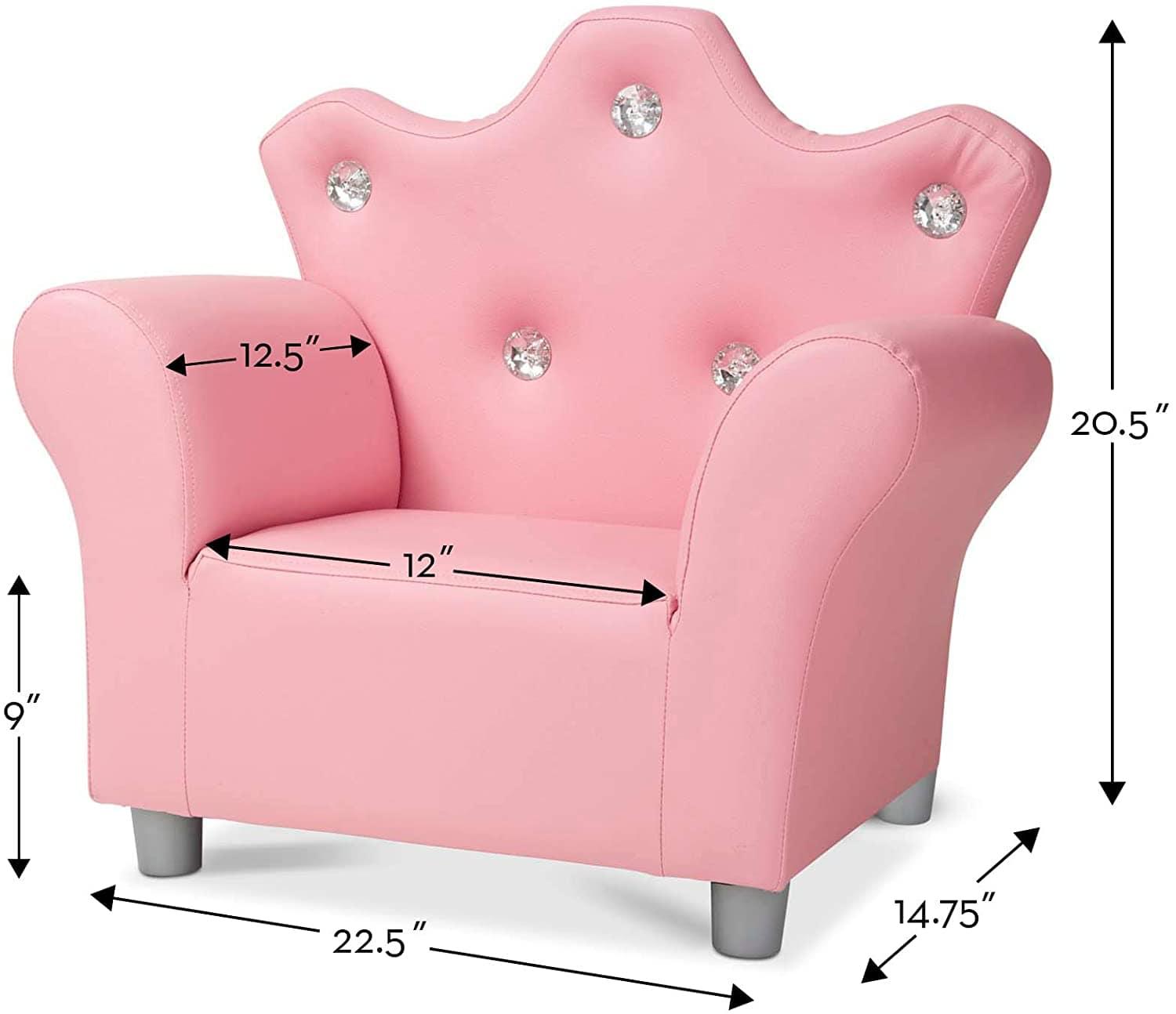 Pink Faux Leather Child’s Crown-Back Armchair (Kid’s Furniture) - Ouch Cart 