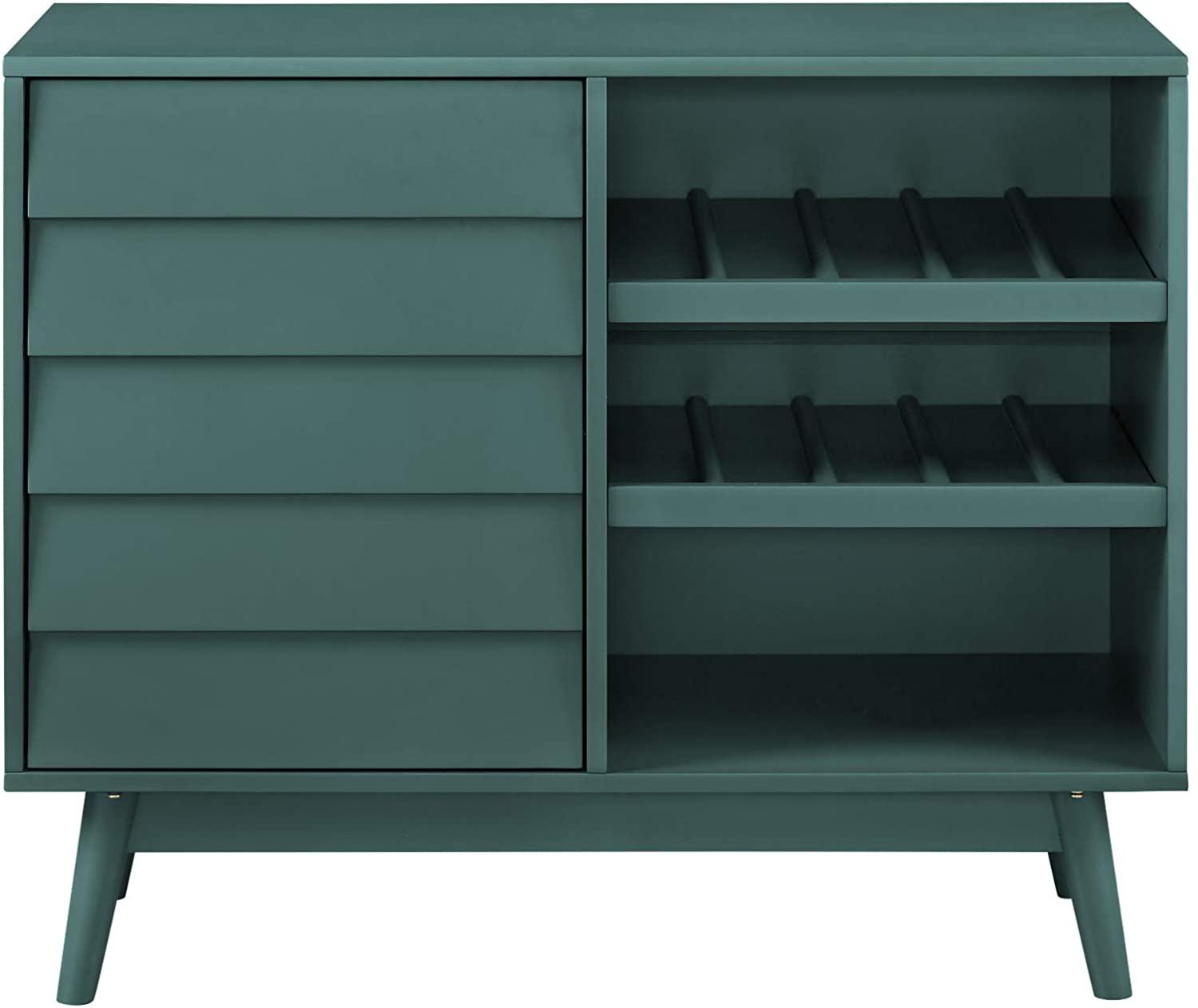 Mid-Century Modern Wood Kitchen Buffet Sideboard with Bottle Storage-Entryway Serving Wine Storage Doors-Dining Room Console Table - Ouch Cart 