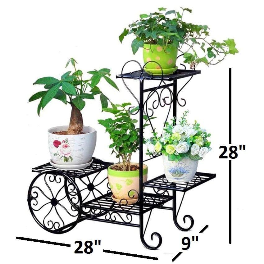 Plant Stand Flower Trolley Rack Display Metal Indoor Flower Pot Shelf Garden Flower Pot Holder Flower Shelf