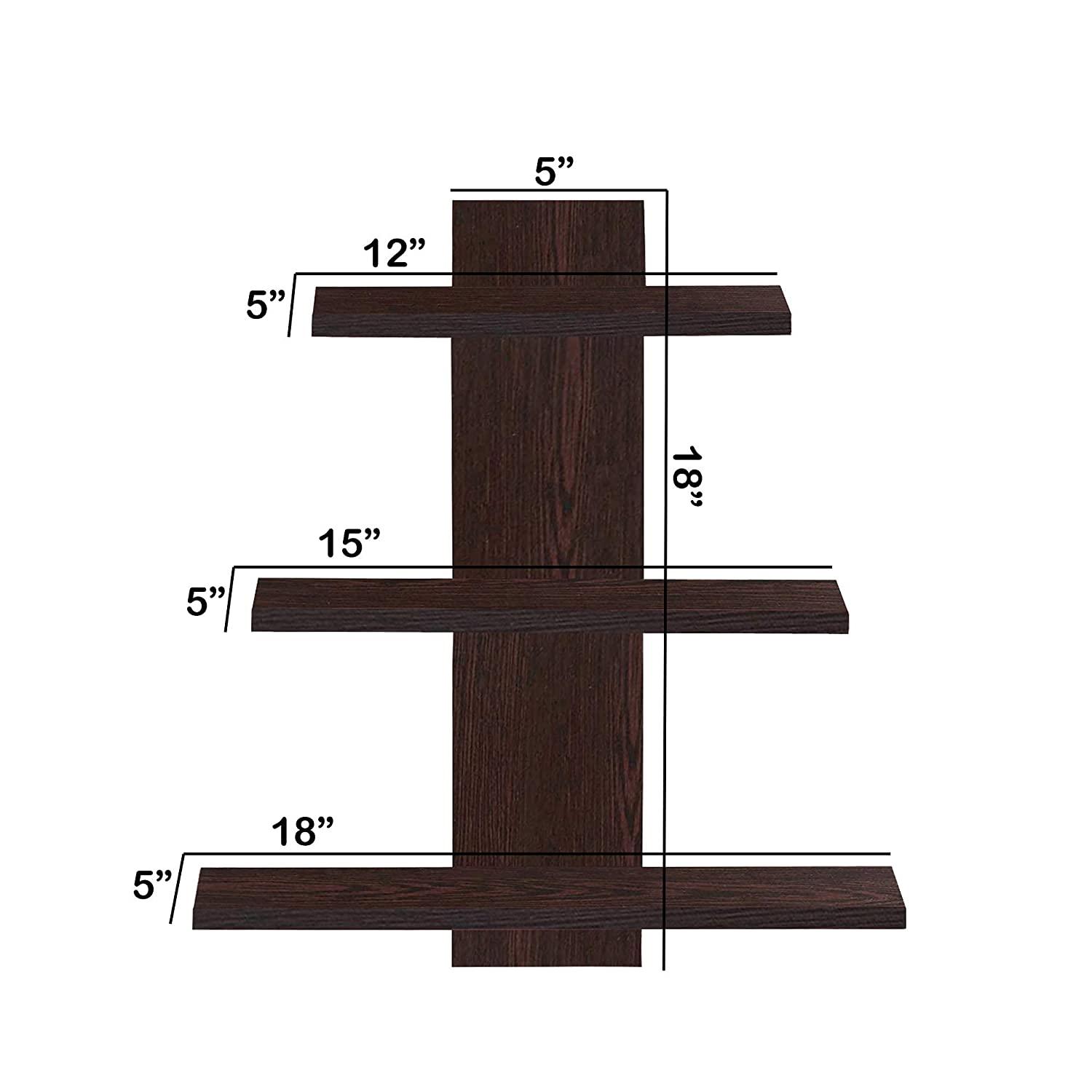 Furniture Cafe® Wooden Wall Shelves for Living Room | Floating Book Rack | Size- Standard | Colour- Dusky Brown Reflection With Matte Finish - Ouch Cart 