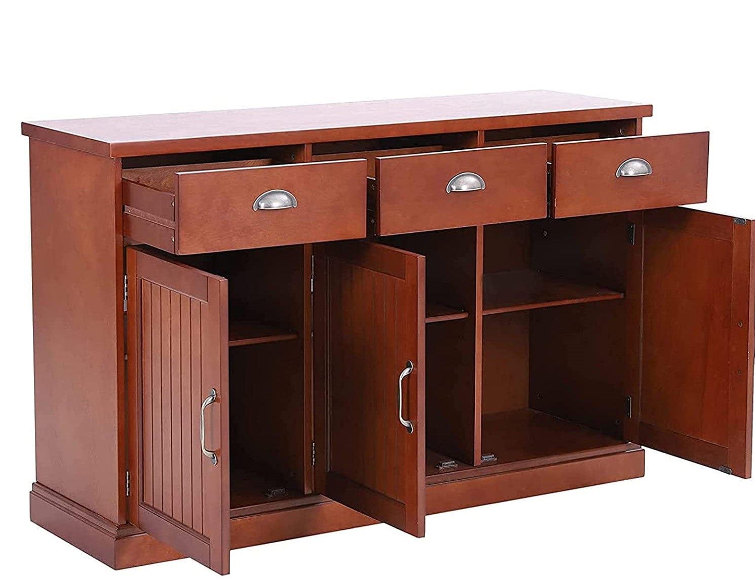 Buffet Cabinet Storage Kitchen Cabinet Sideboard Farmhouse Buffet Server Bar Cabinet with 3 Drawers & 3 Doors Console Table for Dining Living Room Decorative Floor Chests Cupboard,