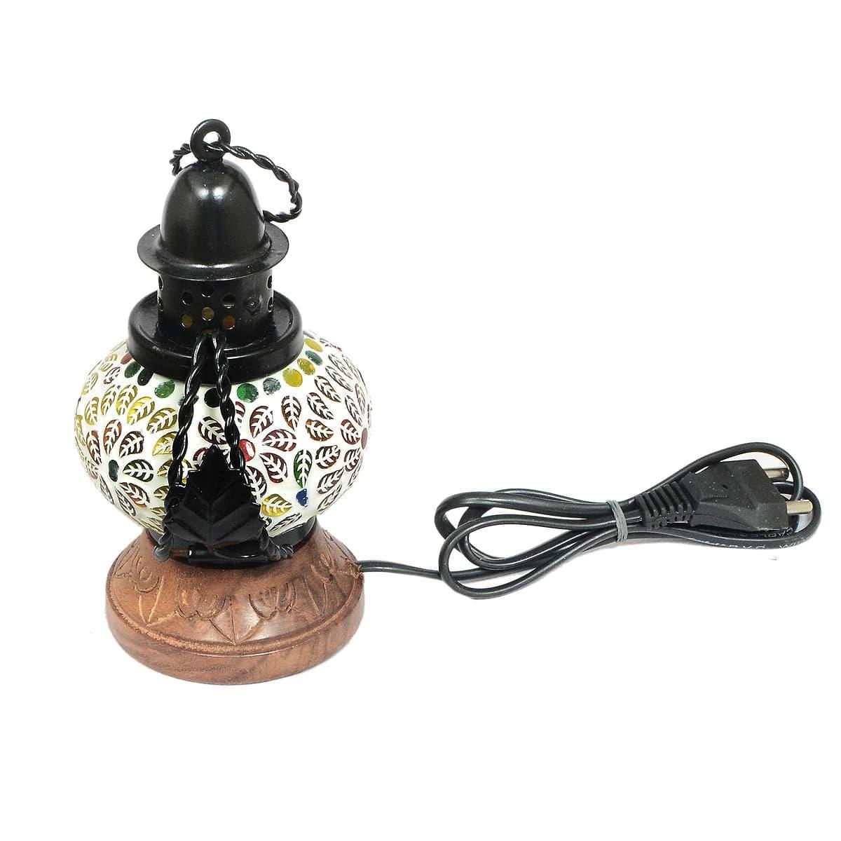 WOODEN & IRON ELECTRIC HANGING LANTERN - Ouch Cart 