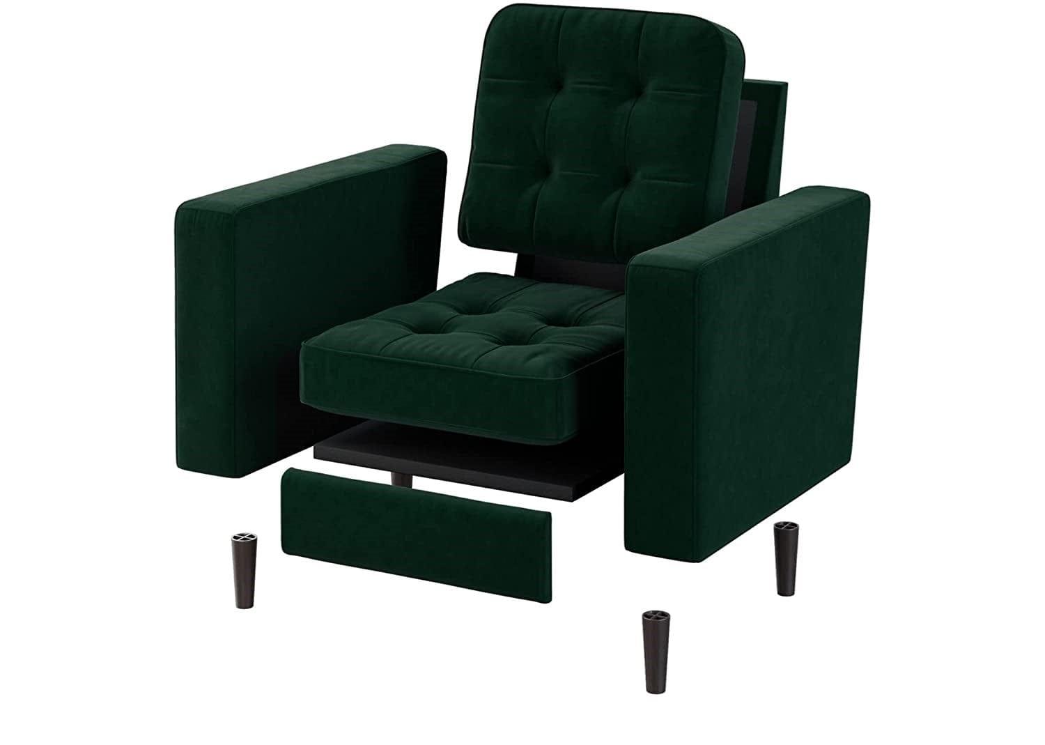 Upholstered Accent Chair for Living Room Arms-Square Tufting Velvet - Ouch Cart 