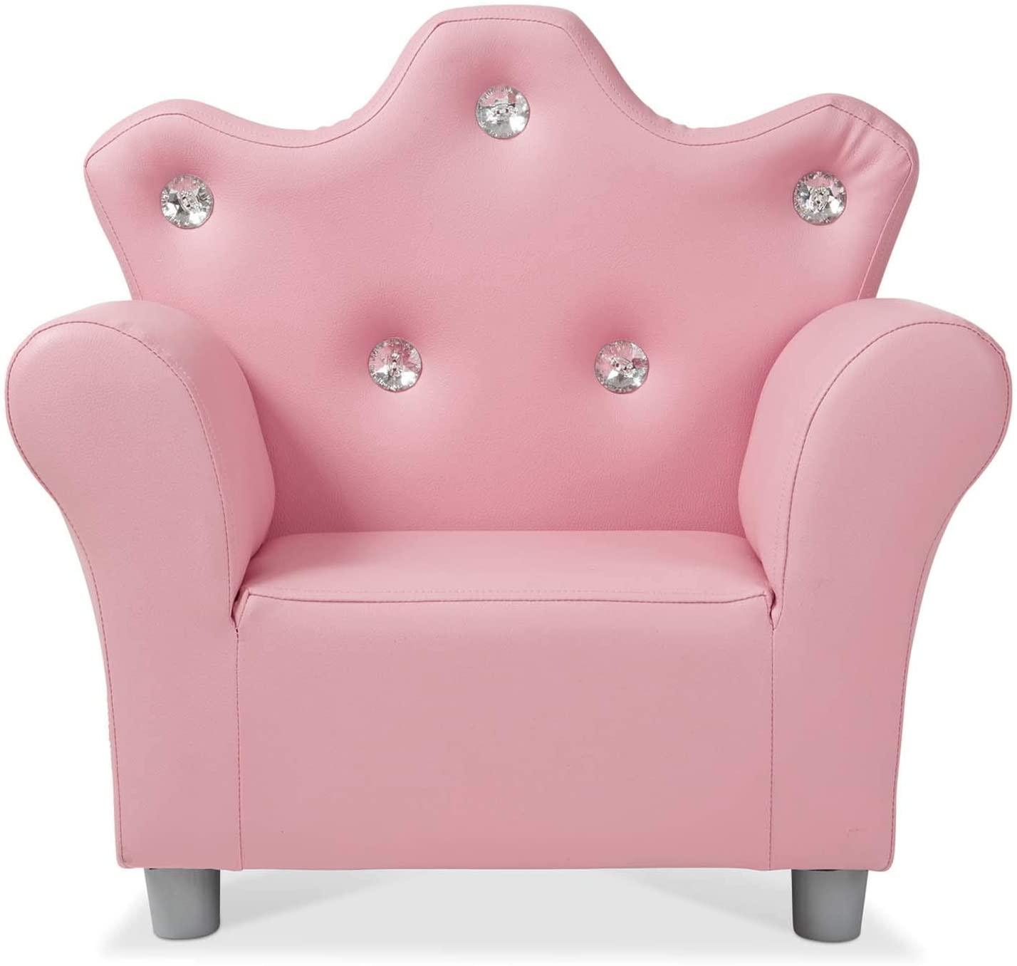 Pink Faux Leather Child’s Crown-Back Armchair (Kid’s Furniture) - Ouch Cart 