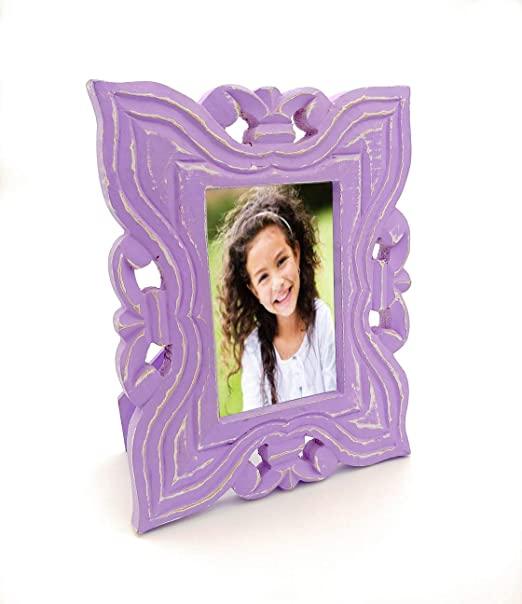 Decorative Handcrafted Wooden Photo Frame (Purple, 25 cm x 20 cm x 2 cm) - Ouch Cart 