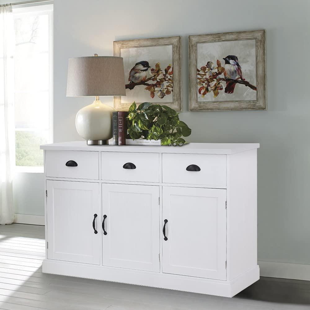 Buffet Cabinet Storage Kitchen Cabinet Sideboard Farmhouse Buffet Server Bar Cabinet with 3 Drawers & 3 Doors Console Table for Dining Living Room Decorative Floor Chests Cupboard, - Ouch Cart 