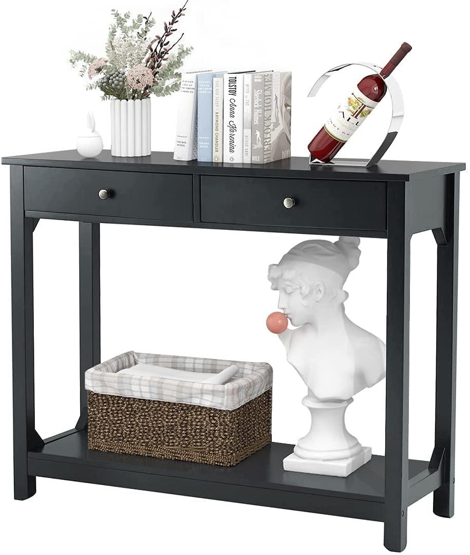 Console Table for entryway with 2 Drawers,Sofa Entryway Table with Storage Drawers - Ouch Cart 