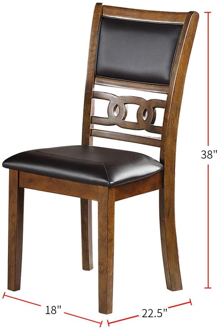 Wooden and Leather Dining Chairs, ( Set of 2 ) Brown - Ouch Cart 