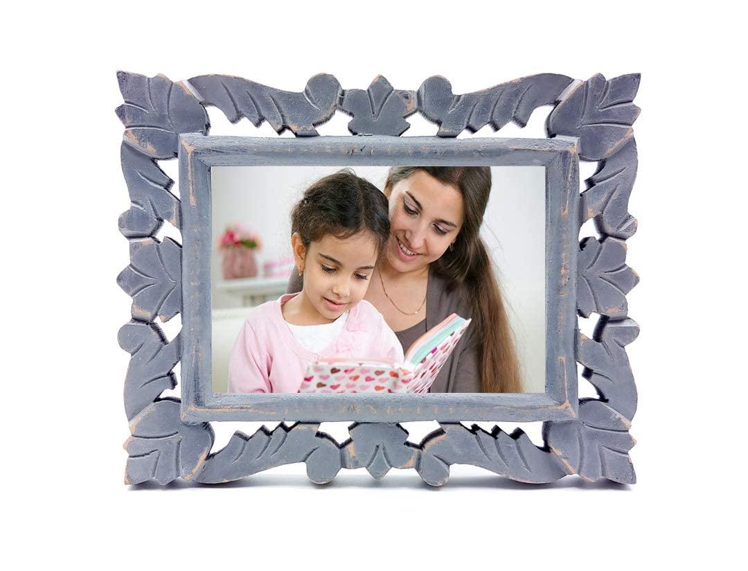 Decorative Handcrafted Wooden Photo Frame for Home Décor, Living Room (Rustic Grey, 21.5 cm x 16.5 cm x 1.5 cm) - Ouch Cart 