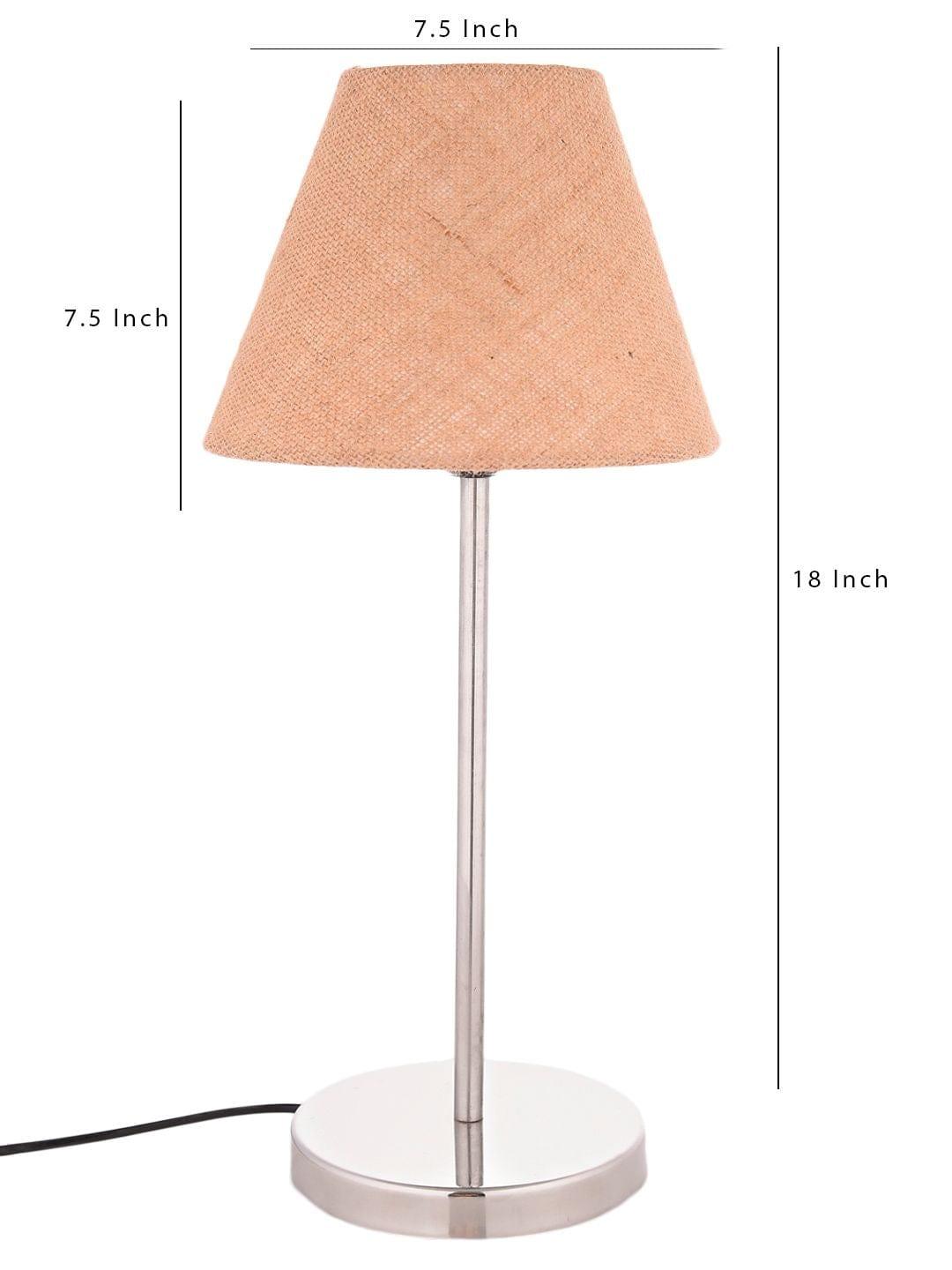 Metal Table Lamp with Brown Jute Shade - Ouch Cart 