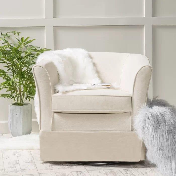 Wide Swivel Slipcovered Tub Chair - Ouch Cart 