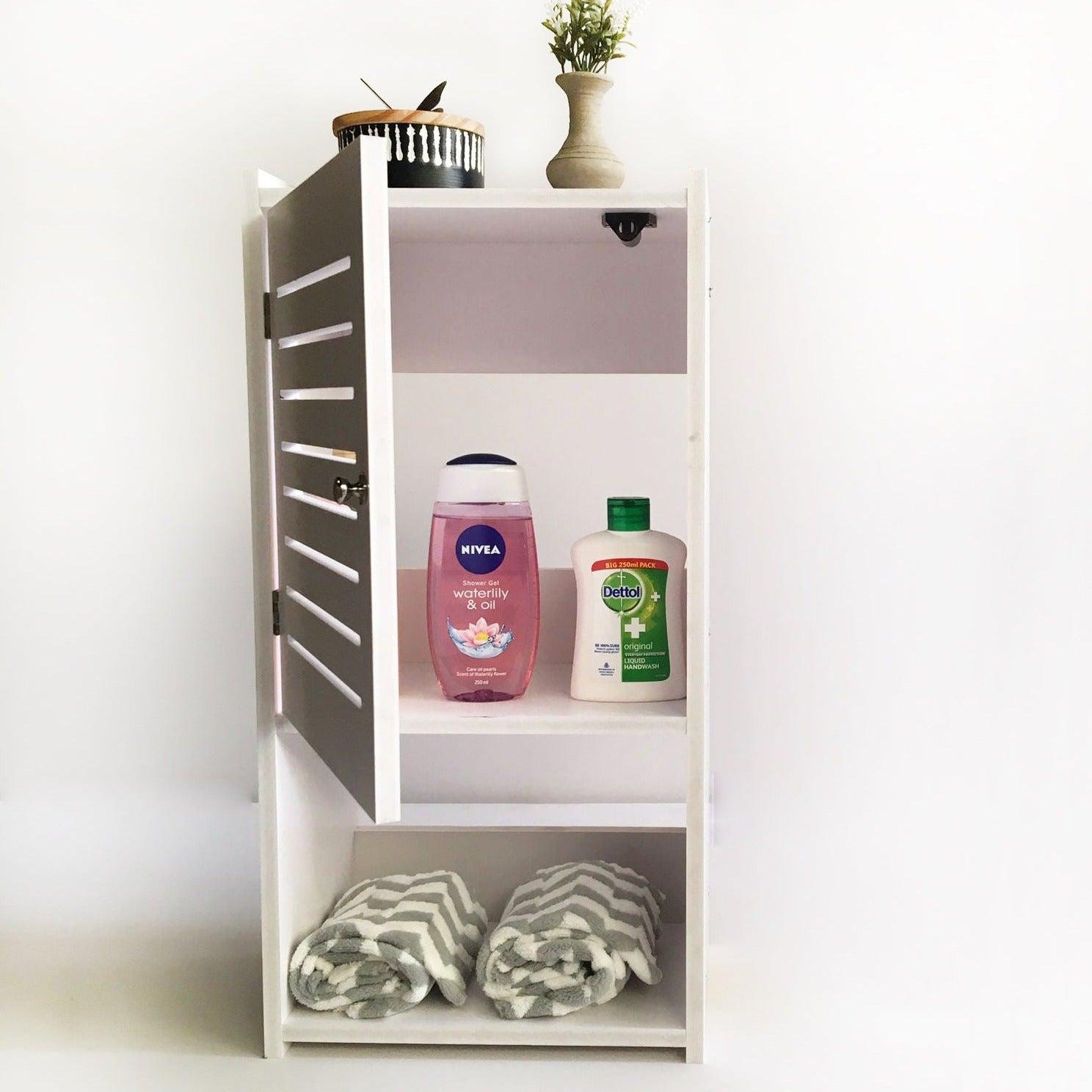 Small & Classy Modern White PVC Wall Mounted Cabinet For Bathroom Essentials With Free Soap Dish By Miza - Ouch Cart 