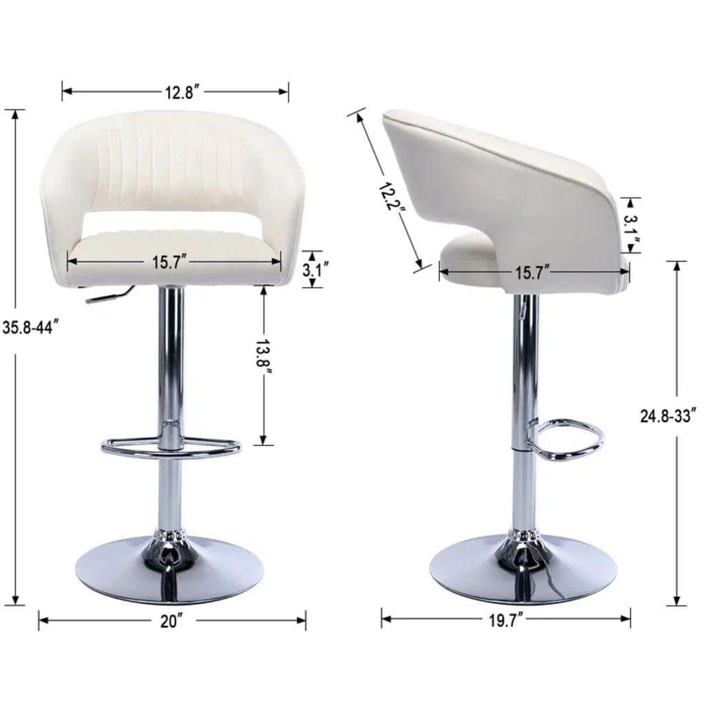 White Plush Feel Velvet Adjustable Bar Stool - Ouch Cart 