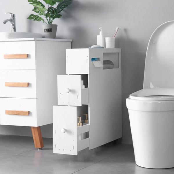 Waterproof PVC Bathroom WC Side Storage Cabinet Racks With Drawer By With Free Soap Dish Miza - Ouch Cart 