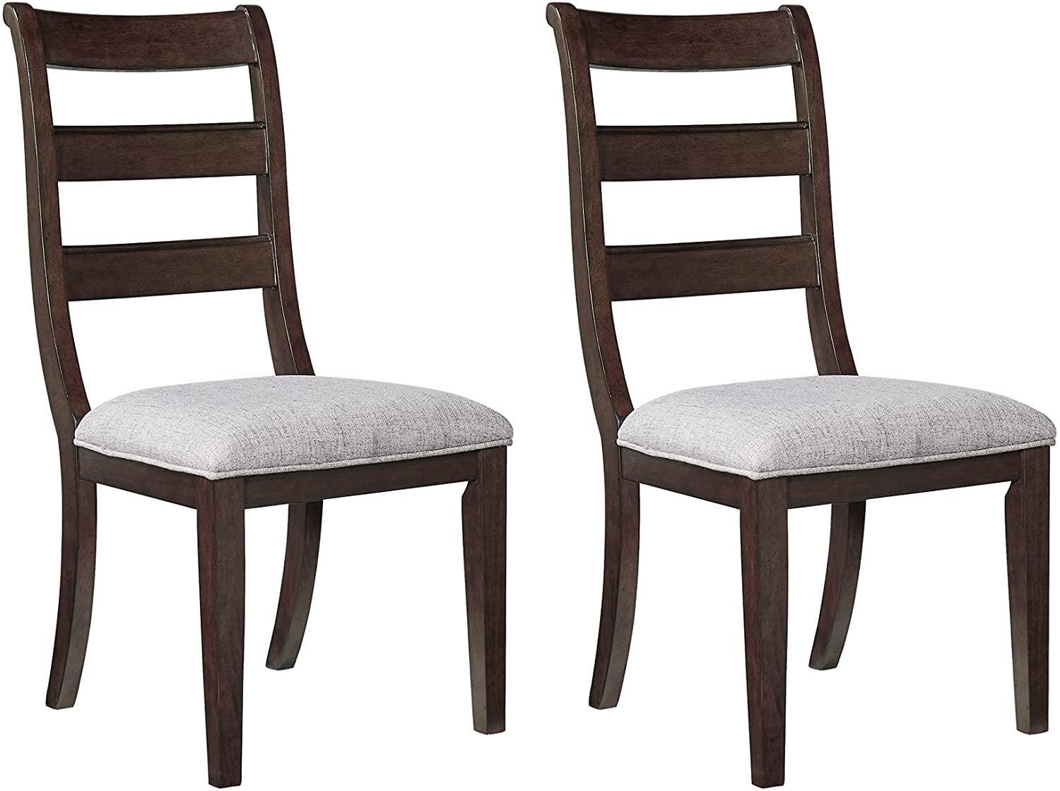 Traditional Cushioned Dining Chair, Set of 2, Warm Brown - Ouch Cart 