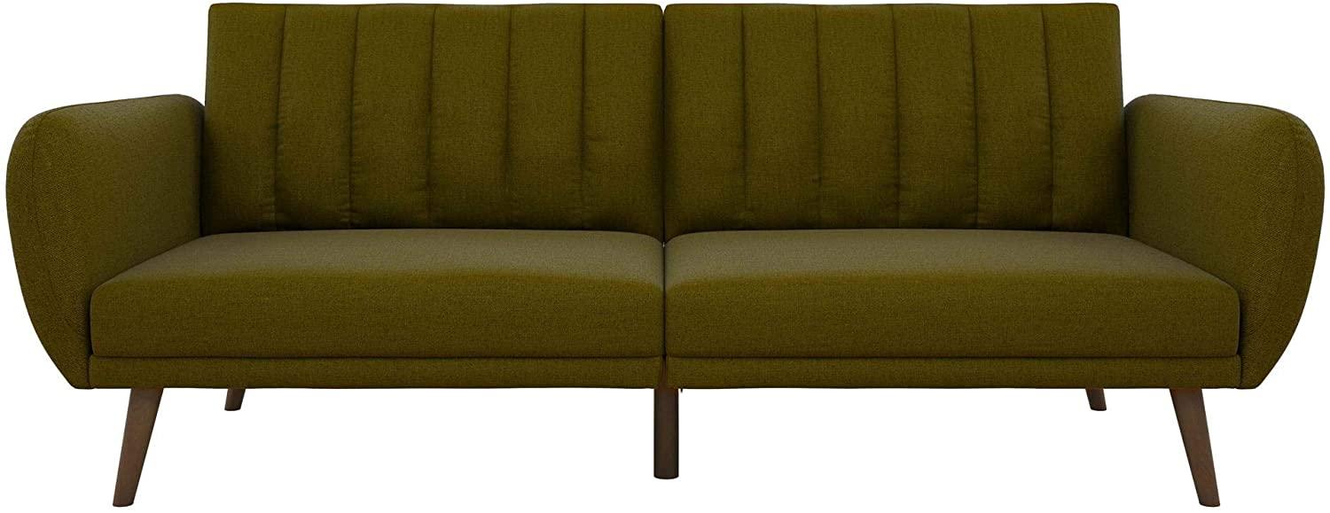 Sofa Futon - Premium Upholstery and Wooden Legs - Green - Ouch Cart 
