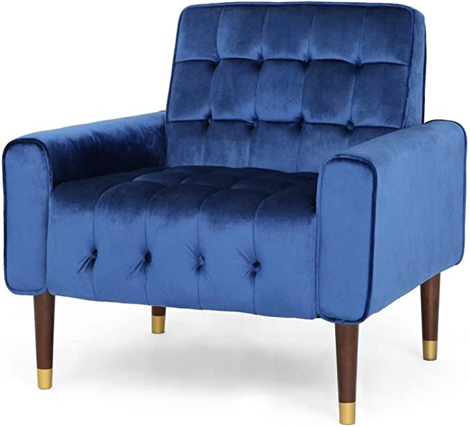 Velvet Armchair, Modern Glam, Button-Tufted, Waffle Stitching, - Ouch Cart 