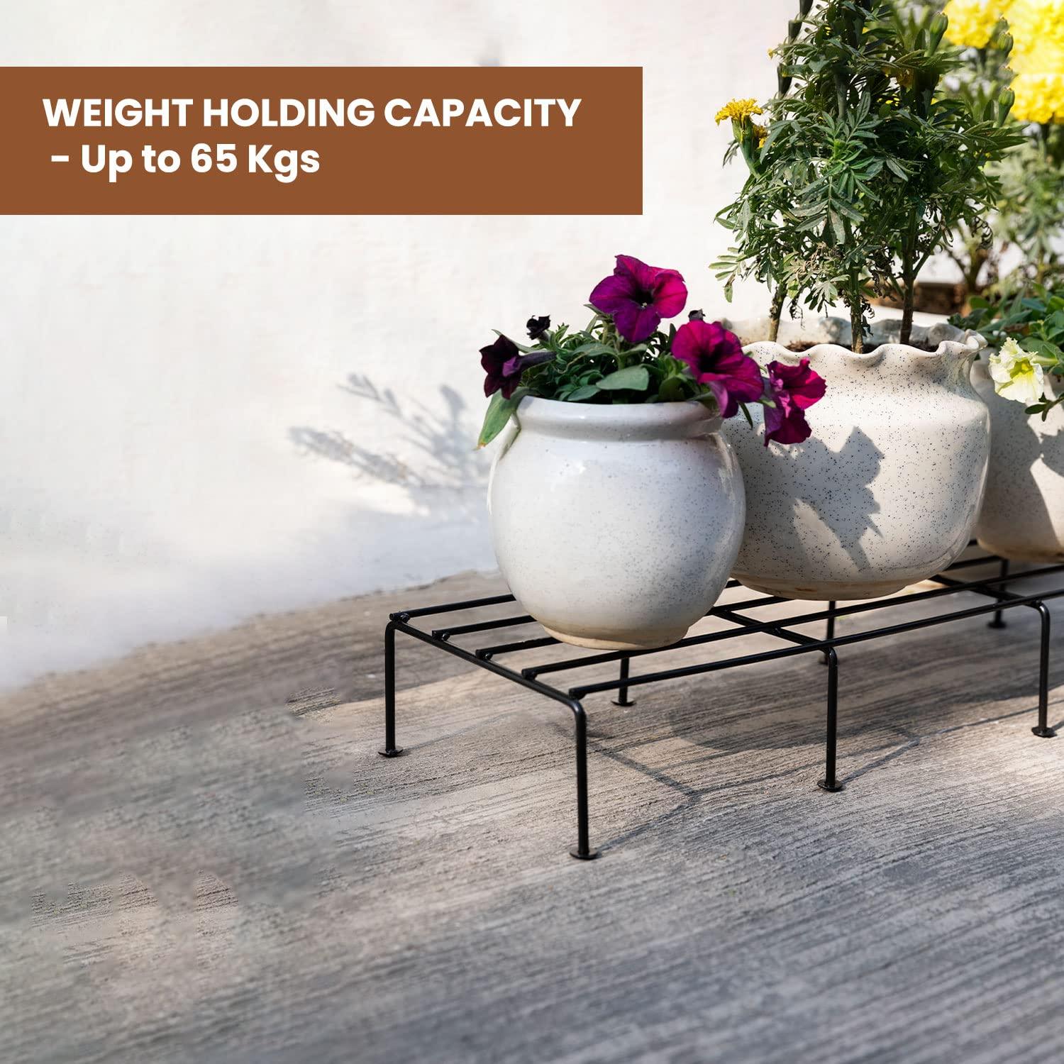 Iron Indoor/Outdoor Flower Pot/Plant Stand/Gamla Stand Heavy Duty Iron Used for Home Garden Balcony Living Room Decor (Black-Set of 4) - Ouch Cart 