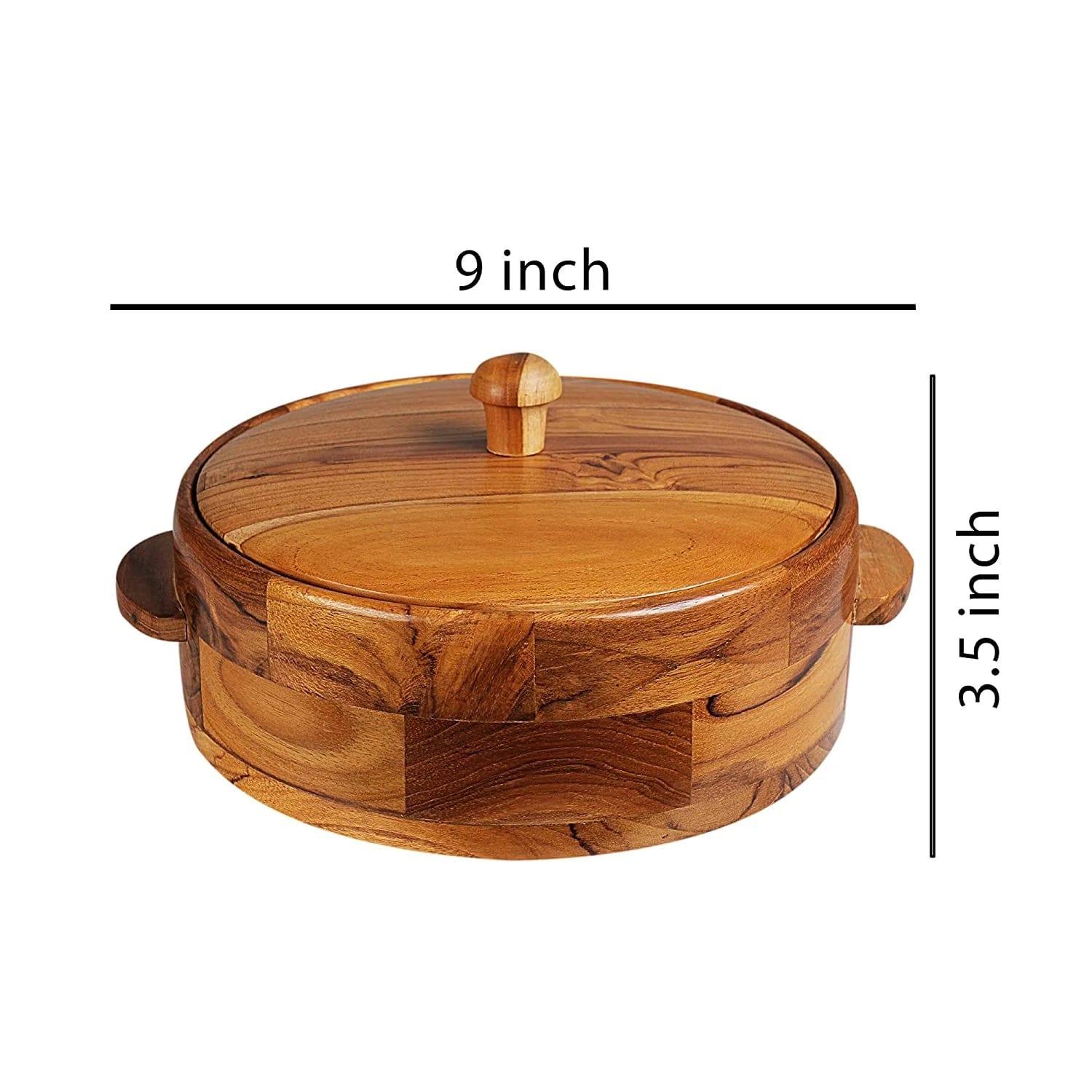 TEAK WOOD CHAPATI BOX/ ROTI BOX/ WOODEN CASSEROLE - Ouch Cart 