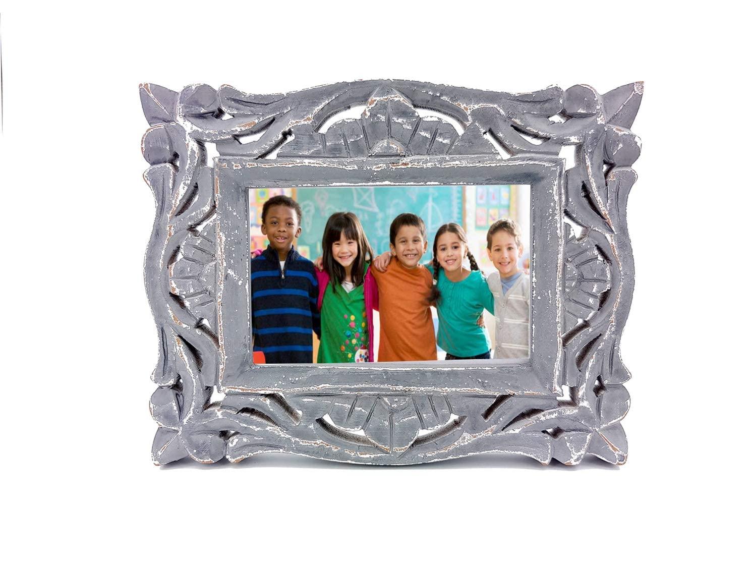 Decorative Handcrafted Wooden Photo Frame (Multicolor, 23.5 cm x 18.5 cm x 2 cm) - Ouch Cart 