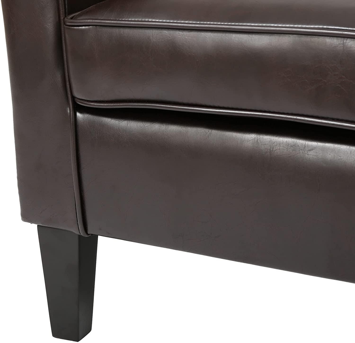 Logan Upholstered Club Chair with Arm Rest , Brown - Ouch Cart 