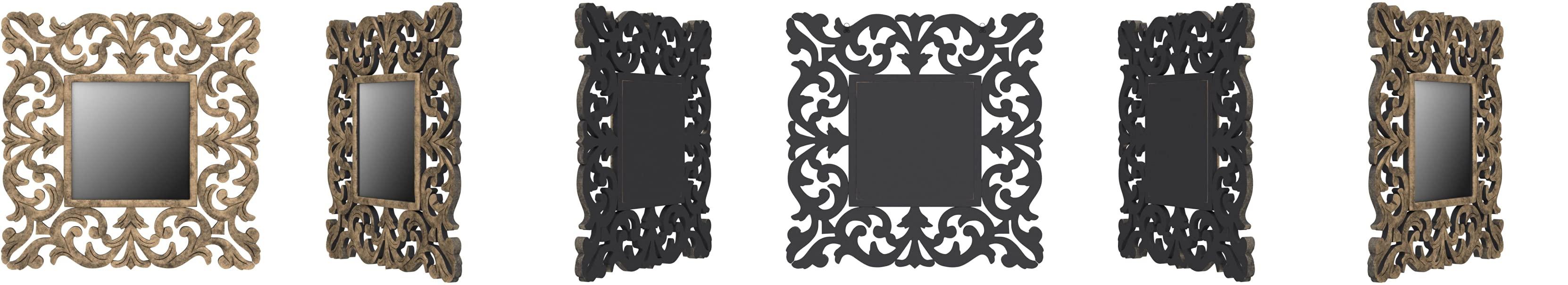 Wood Decorative Hand Crafted Mirror, 24 X Inch (Gold), Square, Wall Mount, Framed - Ouch Cart 