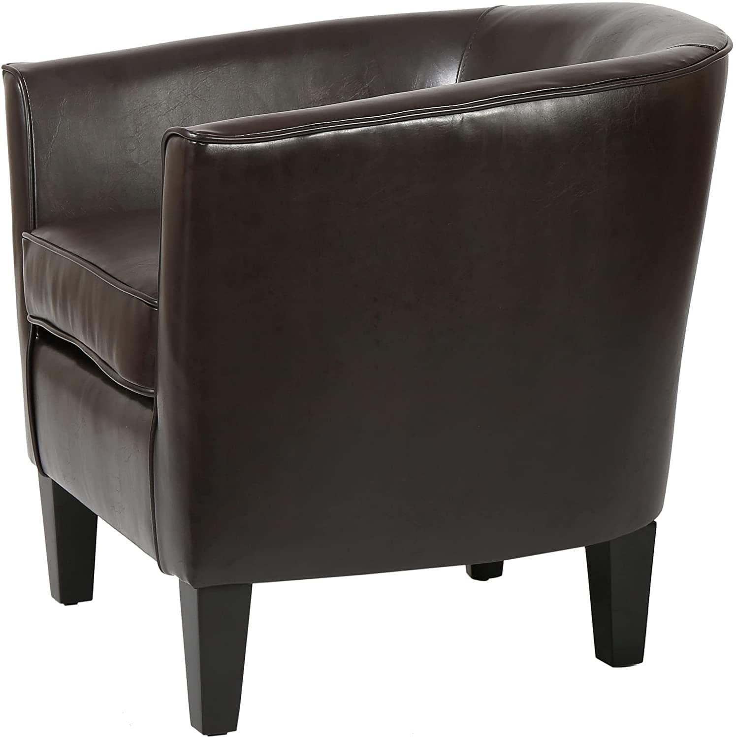 Logan Upholstered Club Chair with Arm Rest , Brown - Ouch Cart 