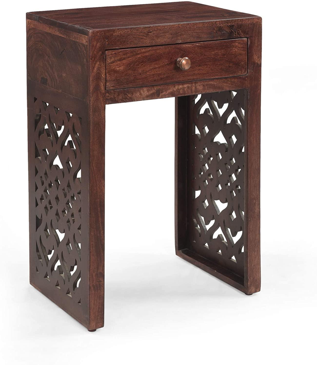 Home Annabelle Mango Wood Bedside Table, Brown - Ouch Cart 